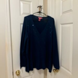 Women Within blue sweater with sequins